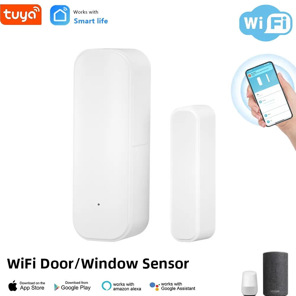 Tuya Smart Home Wifi Door Sensor Window Entry Sensor Security Burglar Door Sensor Alarm Magnetic Door Sensor Alexa Google Home