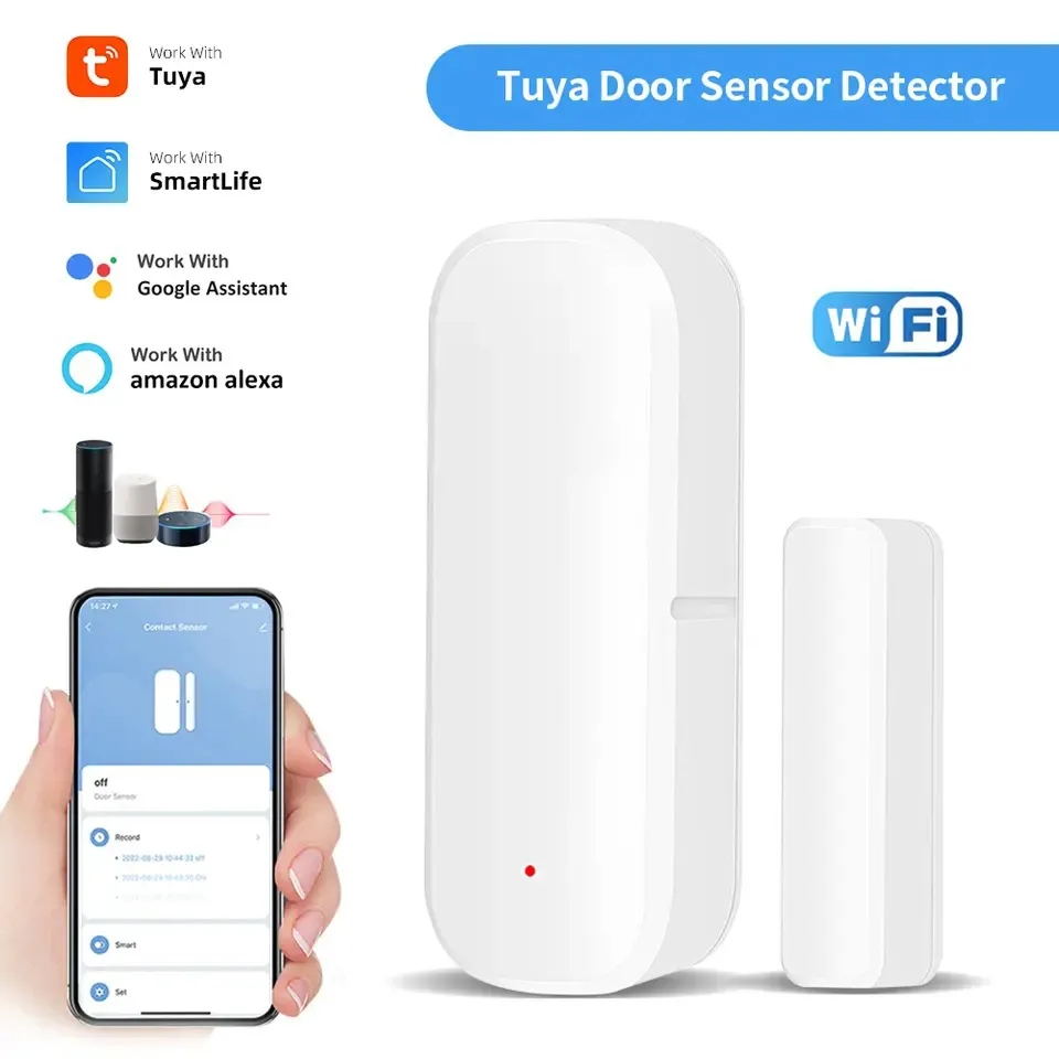 Tuya Smart Home WiFi Door Sensor Smart Life Window Door Open/Close Detector Security Protection Alarm Detector Work With Alexa